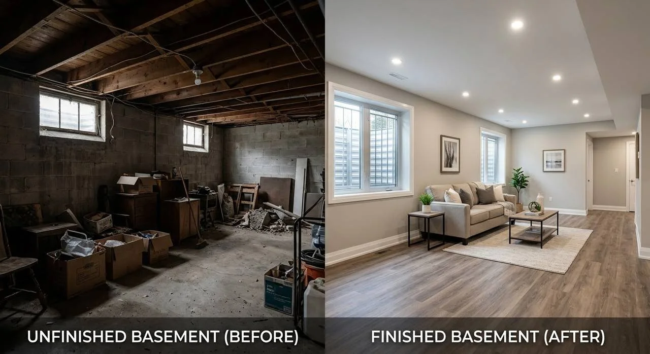 Complete Basement Renovation & Modern Living Space Conversion